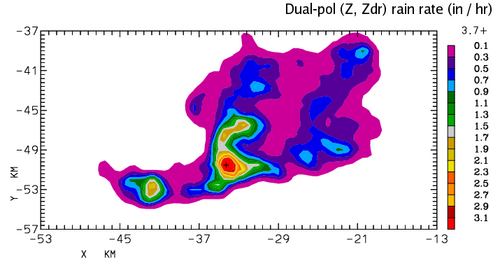 Rain rate, as computed by R(Z,Zdr) method